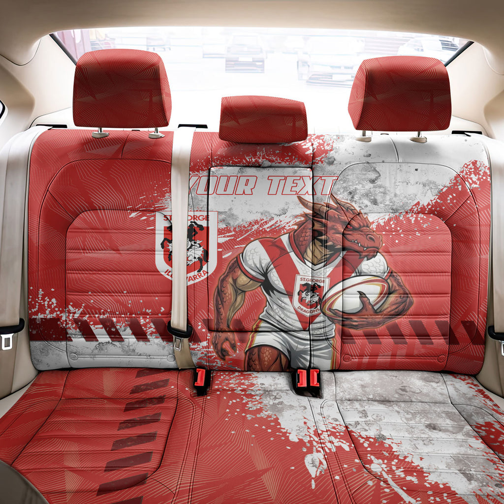 Personalised St. George Illawarra Dragons Rugby Back Car Seat Cover Red Dragon Mascot - Sporty Splash Art Style