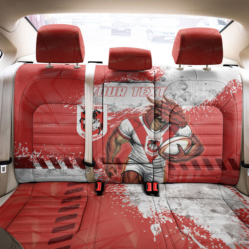 Personalised St. George Illawarra Dragons Rugby Back Car Seat Cover Red Dragon Mascot - Sporty Splash Art Style