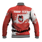 Personalised St. George Illawarra Dragons Rugby Baseball Jacket Red Dragon Mascot - Sporty Splash Art Style
