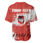 Personalised St. George Illawarra Dragons Rugby Baseball Jersey Red Dragon Mascot - Sporty Splash Art Style