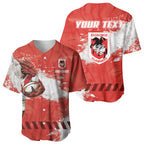 Personalised St. George Illawarra Dragons Rugby Baseball Jersey Red Dragon Mascot - Sporty Splash Art Style