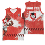Personalised St. George Illawarra Dragons Rugby Basketball Jersey Red Dragon Mascot - Sporty Splash Art Style