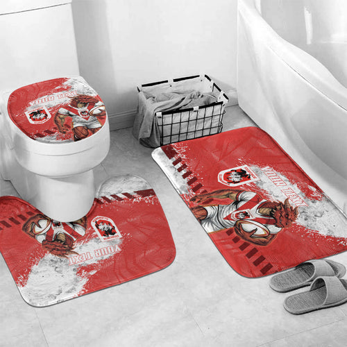 Personalised St. George Illawarra Dragons Rugby Bathroom Set Red Dragon Mascot - Sporty Splash Art Style