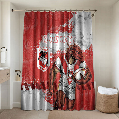 Personalised St. George Illawarra Dragons Rugby Bathroom Set Red Dragon Mascot - Sporty Splash Art Style