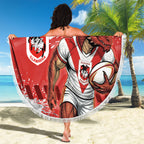 Personalised St. George Illawarra Dragons Rugby Beach Blanket Red Dragon Mascot - Sporty Splash Art Style