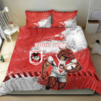 Personalised St. George Illawarra Dragons Rugby Bedding Set Red Dragon Mascot - Sporty Splash Art Style