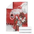 Personalised St. George Illawarra Dragons Rugby Blanket Red Dragon Mascot - Sporty Splash Art Style