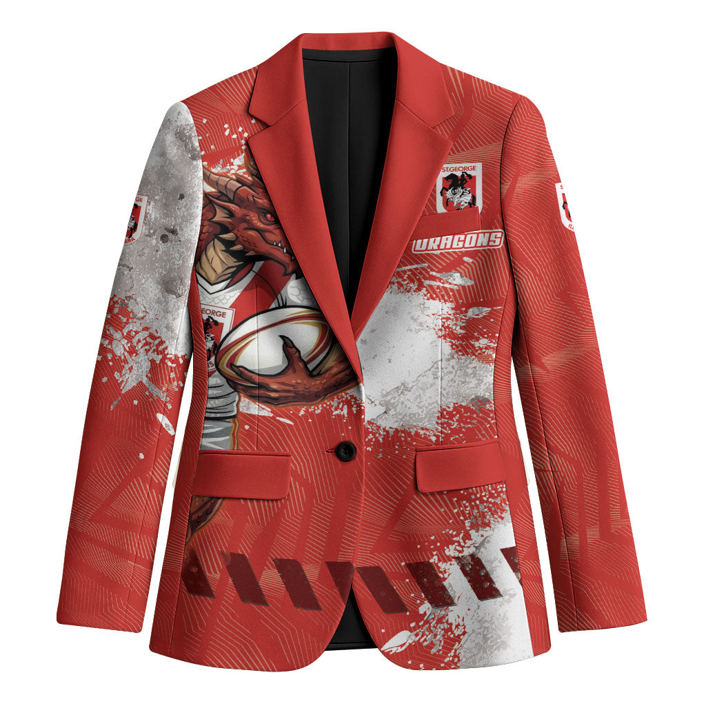 Personalised St. George Illawarra Dragons Rugby Blazer Red Dragon Mascot - Sporty Splash Art Style