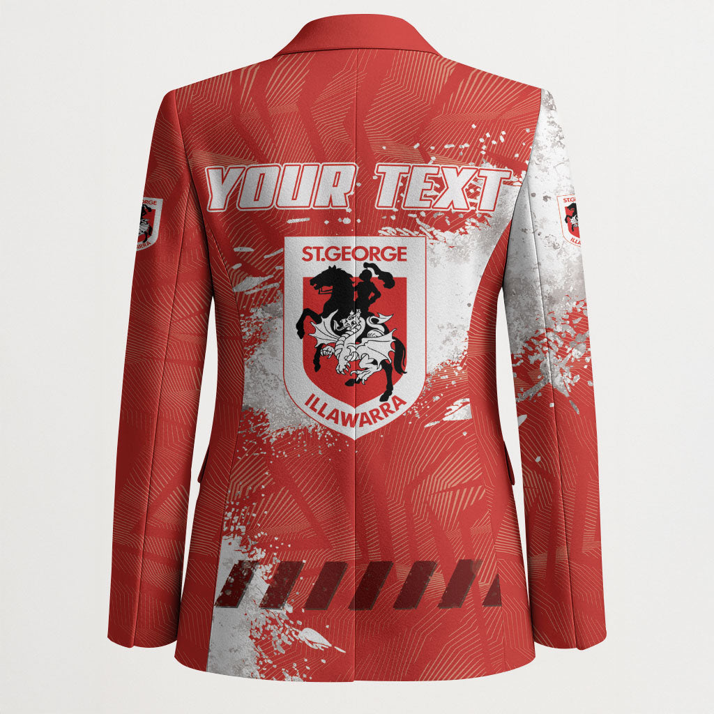 Personalised St. George Illawarra Dragons Rugby Blazer Red Dragon Mascot - Sporty Splash Art Style