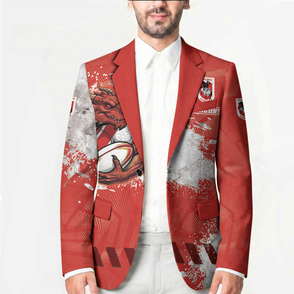 Personalised St. George Illawarra Dragons Rugby Blazer Red Dragon Mascot - Sporty Splash Art Style