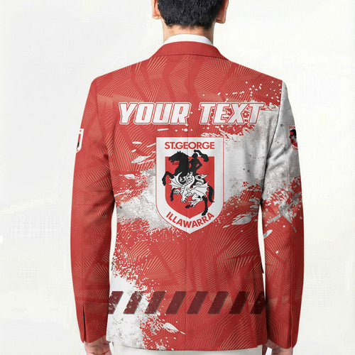 Personalised St. George Illawarra Dragons Rugby Blazer Red Dragon Mascot - Sporty Splash Art Style