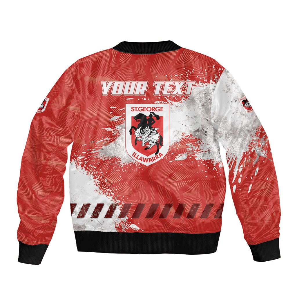 Personalised St. George Illawarra Dragons Rugby Bomber Jacket Red Dragon Mascot - Sporty Splash Art Style