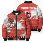 Personalised St. George Illawarra Dragons Rugby Bomber Puffer Jacket Red Dragon Mascot - Sporty Splash Art Style