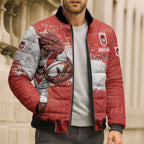 Personalised St. George Illawarra Dragons Rugby Bomber Puffer Jacket Red Dragon Mascot - Sporty Splash Art Style