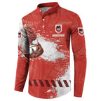 Personalised St. George Illawarra Dragons Rugby Button Sweatshirt Red Dragon Mascot - Sporty Splash Art Style