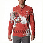 Personalised St. George Illawarra Dragons Rugby Button Sweatshirt Red Dragon Mascot - Sporty Splash Art Style