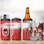Personalised St. George Illawarra Dragons Rugby 4 in 1 Can Cooler Tumbler Red Dragon Mascot - Sporty Splash Art Style