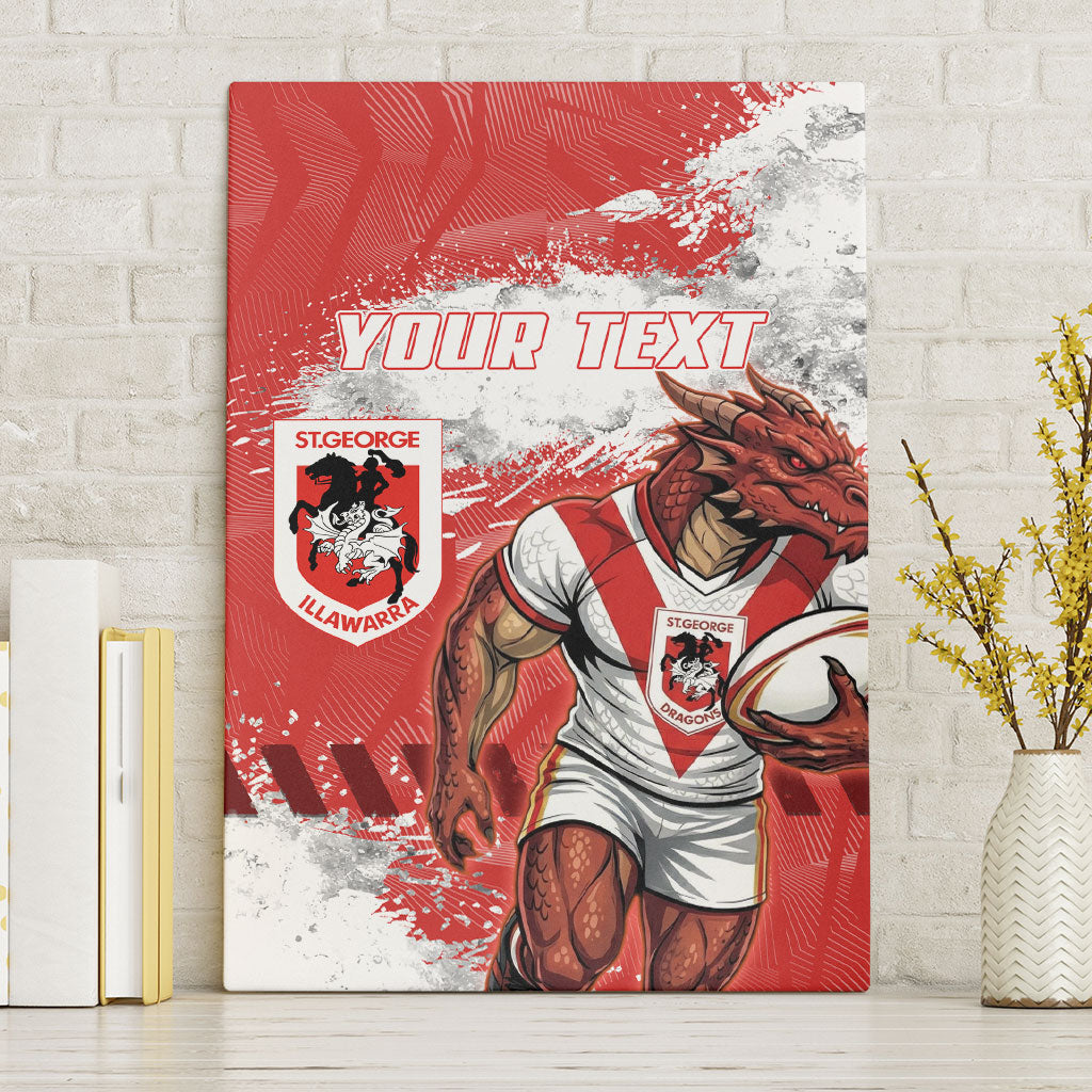 Personalised St. George Illawarra Dragons Rugby Canvas Wall Art Red Dragon Mascot - Sporty Splash Art Style