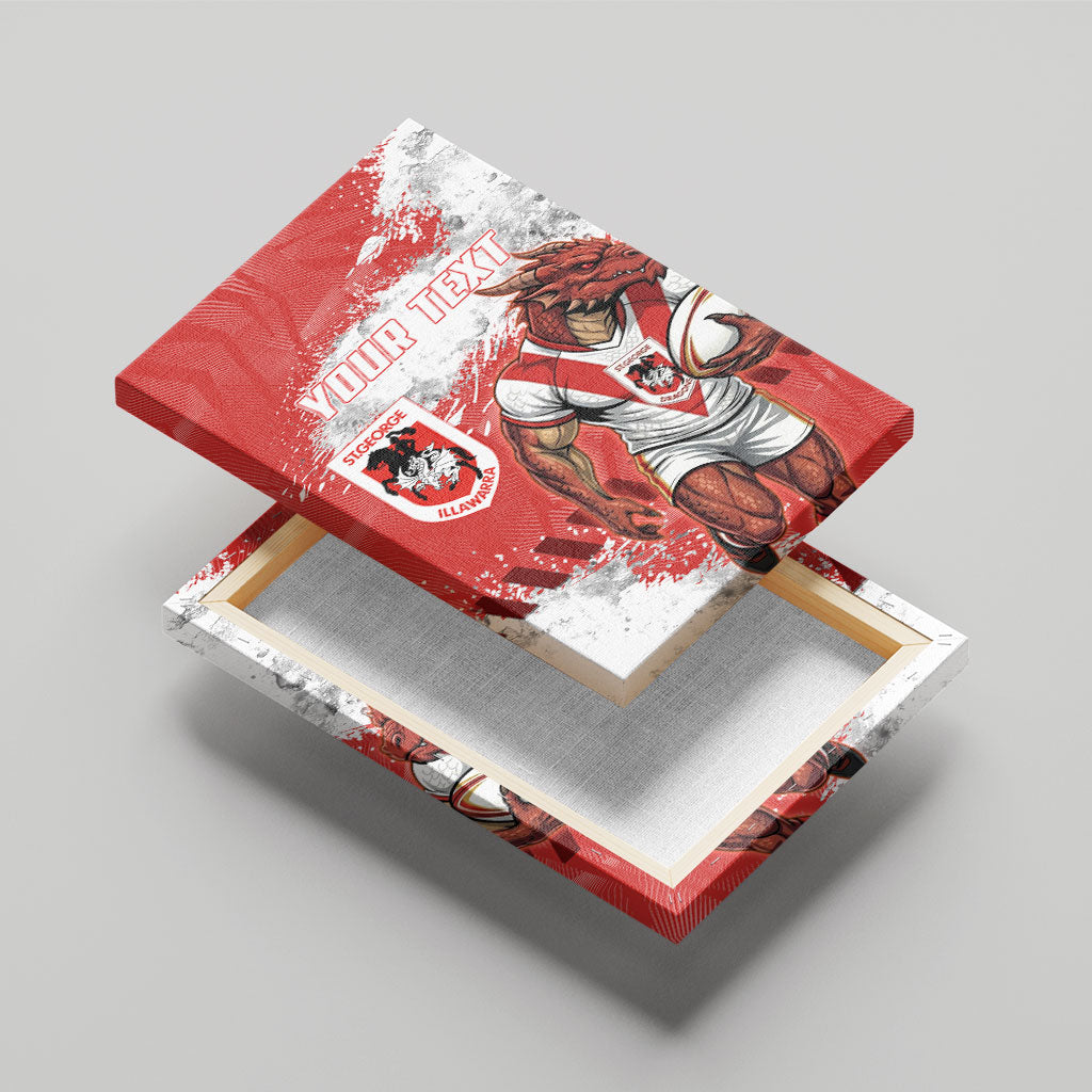 Personalised St. George Illawarra Dragons Rugby Canvas Wall Art Red Dragon Mascot - Sporty Splash Art Style