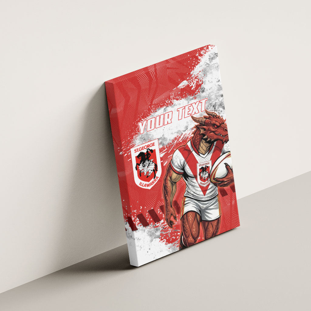 Personalised St. George Illawarra Dragons Rugby Canvas Wall Art Red Dragon Mascot - Sporty Splash Art Style