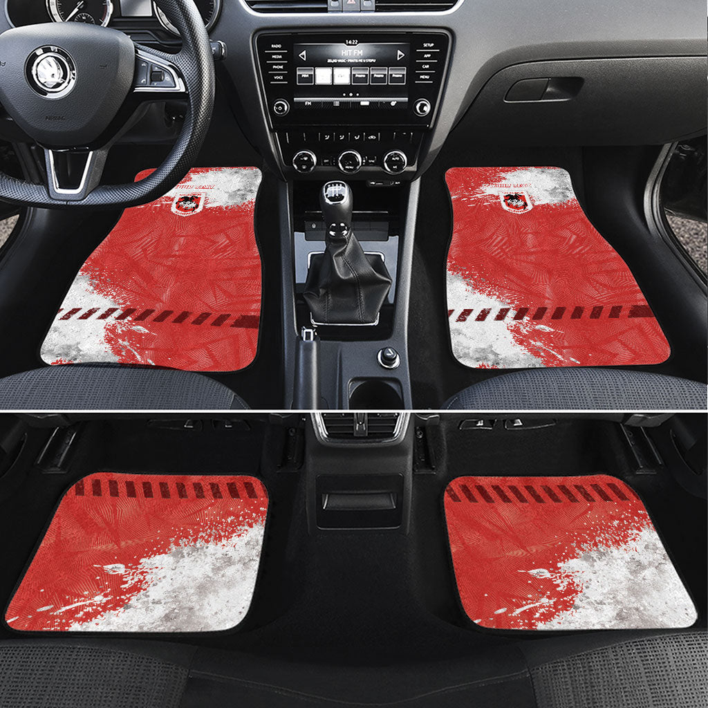 Personalised St. George Illawarra Dragons Rugby Car Mats Red Dragon Mascot - Sporty Splash Art Style