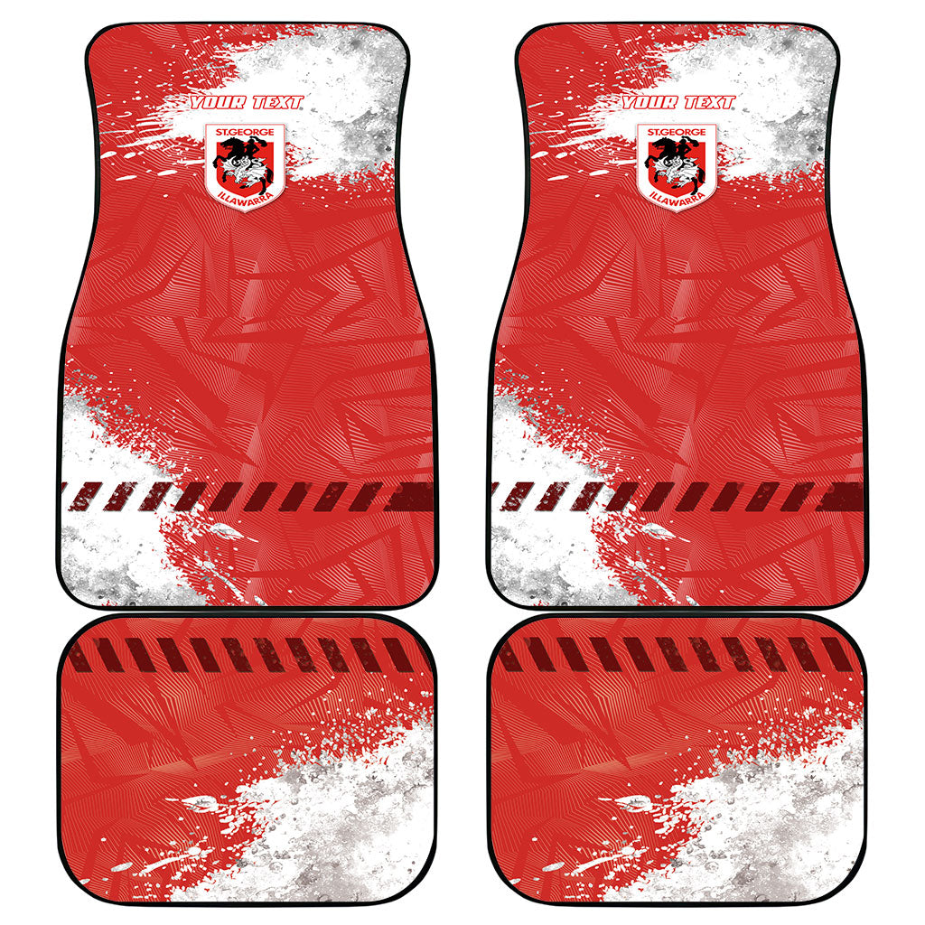 Personalised St. George Illawarra Dragons Rugby Car Mats Red Dragon Mascot - Sporty Splash Art Style