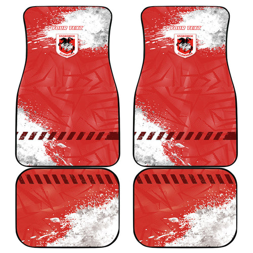 Personalised St. George Illawarra Dragons Rugby Car Mats Red Dragon Mascot - Sporty Splash Art Style