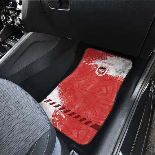 Personalised St. George Illawarra Dragons Rugby Car Mats Red Dragon Mascot - Sporty Splash Art Style