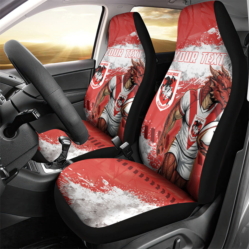 Personalised St. George Illawarra Dragons Rugby Car Seat Cover Red Dragon Mascot - Sporty Splash Art Style