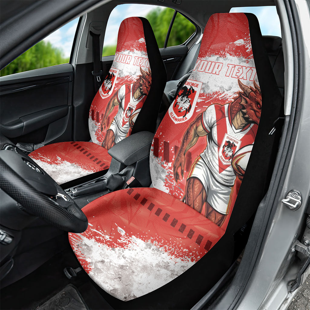Personalised St. George Illawarra Dragons Rugby Car Seat Cover Red Dragon Mascot - Sporty Splash Art Style