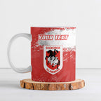 Personalised St. George Illawarra Dragons Rugby Ceramic Mug Red Dragon Mascot - Sporty Splash Art Style