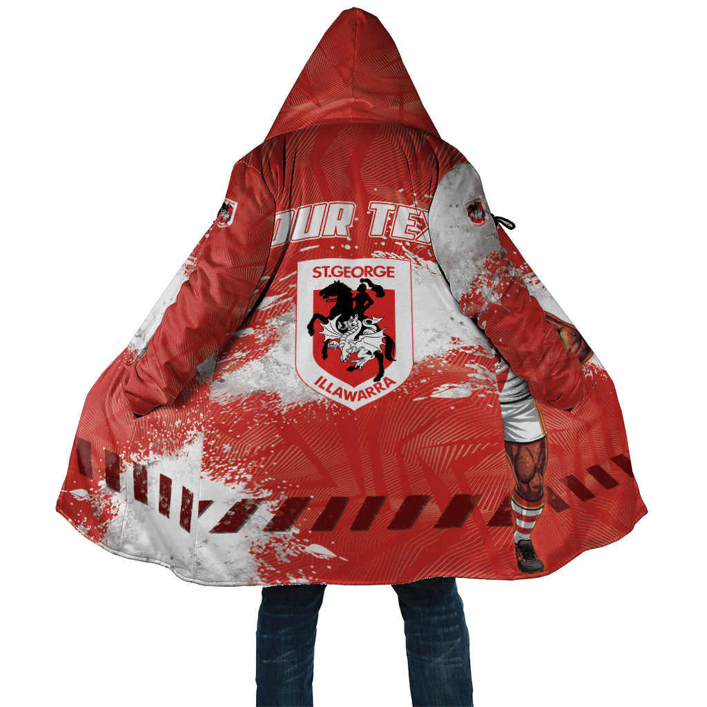 Personalised St. George Illawarra Dragons Rugby Cloak Red Dragon Mascot - Sporty Splash Art Style