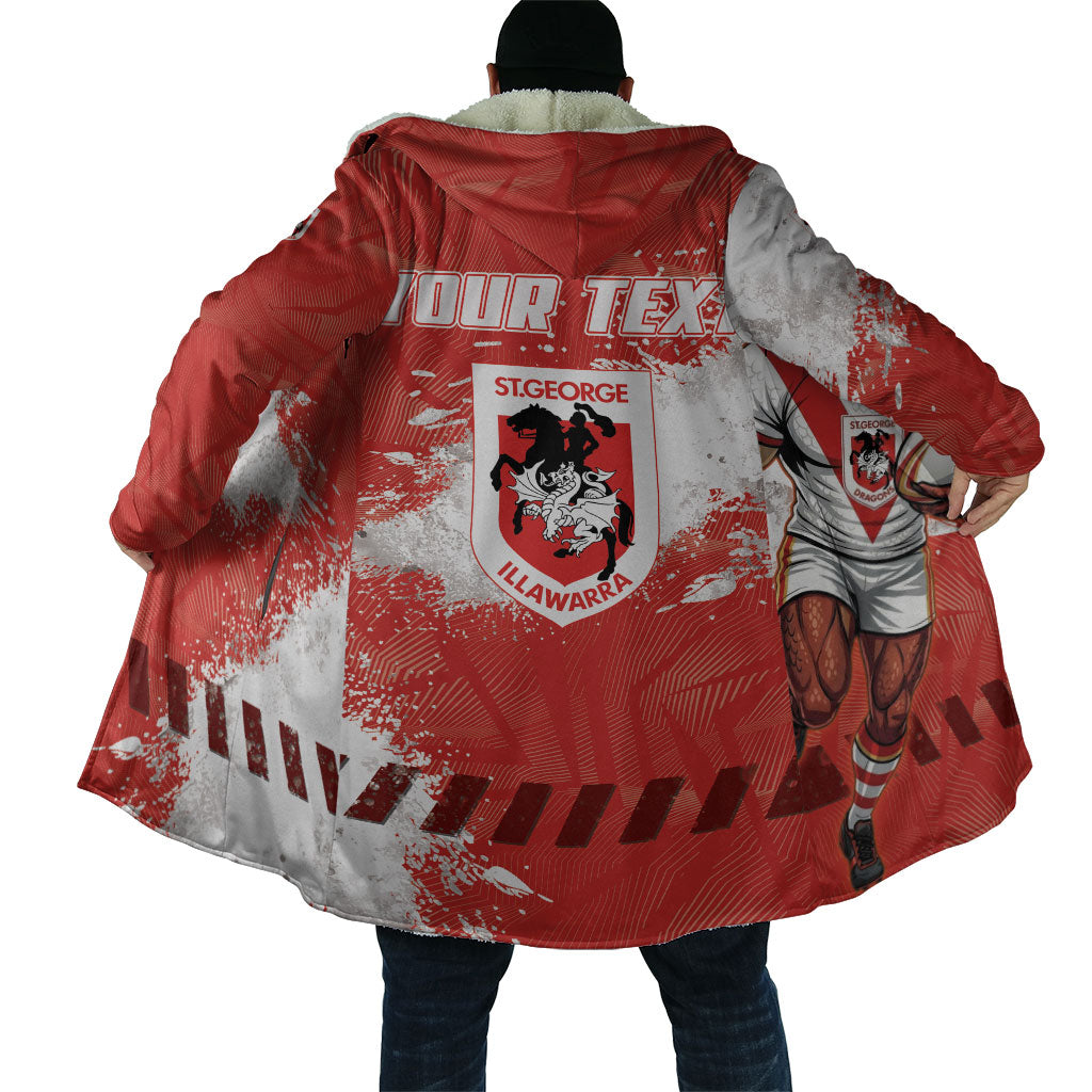Personalised St. George Illawarra Dragons Rugby Cloak Red Dragon Mascot - Sporty Splash Art Style