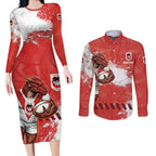Personalised St. George Illawarra Dragons Rugby Couples Matching Long Sleeve Bodycon Dress and Long Sleeve Button Shirt Red Dragon Mascot - Sporty Splash Art Style