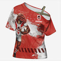 Personalised St. George Illawarra Dragons Rugby Cross Shoulder Shirt Red Dragon Mascot - Sporty Splash Art Style