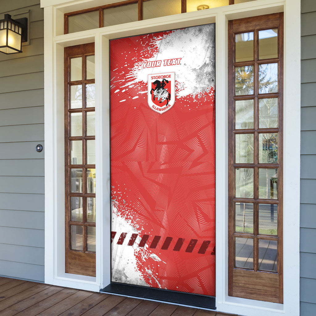 Personalised St. George Illawarra Dragons Rugby Door Cover Red Dragon Mascot - Sporty Splash Art Style