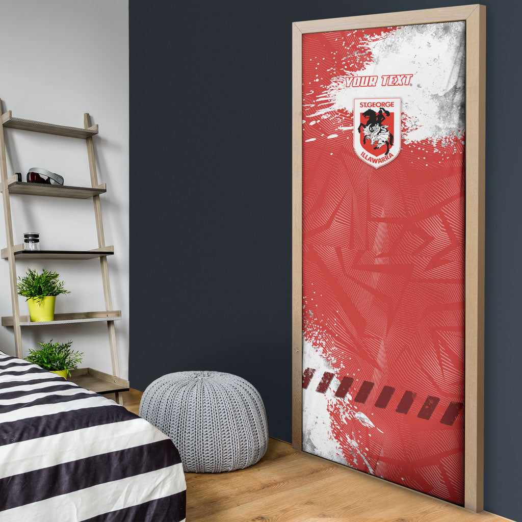 Personalised St. George Illawarra Dragons Rugby Door Cover Red Dragon Mascot - Sporty Splash Art Style