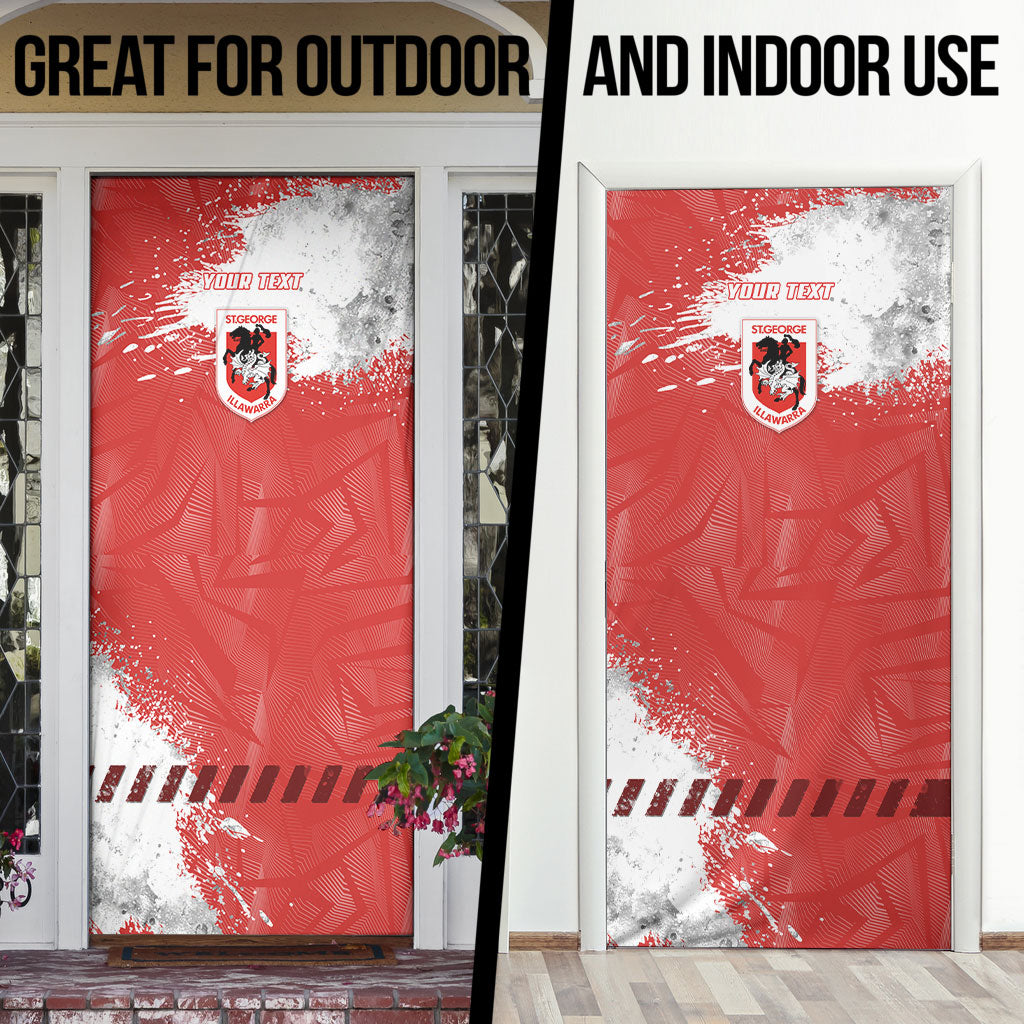 Personalised St. George Illawarra Dragons Rugby Door Cover Red Dragon Mascot - Sporty Splash Art Style