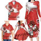 Personalised St. George Illawarra Dragons Rugby Family Matching Long Sleeve Bodycon Dress and Hawaiian Shirt Red Dragon Mascot - Sporty Splash Art Style