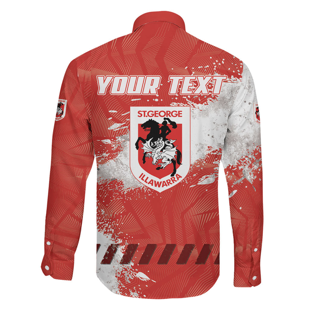 Personalised St. George Illawarra Dragons Rugby Family Matching Long Sleeve Bodycon Dress and Hawaiian Shirt Red Dragon Mascot - Sporty Splash Art Style