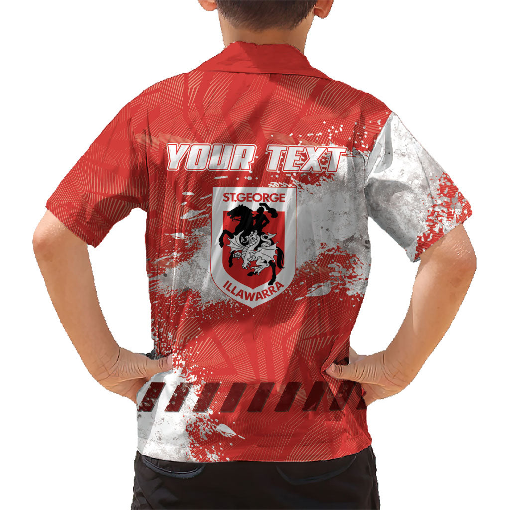 Personalised St. George Illawarra Dragons Rugby Family Matching Mermaid Dress and Hawaiian Shirt Red Dragon Mascot - Sporty Splash Art Style