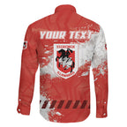 Personalised St. George Illawarra Dragons Rugby Family Matching Mermaid Dress and Hawaiian Shirt Red Dragon Mascot - Sporty Splash Art Style