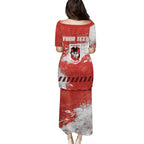 Personalised St. George Illawarra Dragons Rugby Family Matching Puletasi and Hawaiian Shirt Red Dragon Mascot - Sporty Splash Art Style