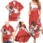 Personalised St. George Illawarra Dragons Rugby Family Matching Summer Maxi Dress and Hawaiian Shirt Red Dragon Mascot - Sporty Splash Art Style