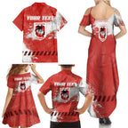 Personalised St. George Illawarra Dragons Rugby Family Matching Summer Maxi Dress and Hawaiian Shirt Red Dragon Mascot - Sporty Splash Art Style