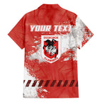 Personalised St. George Illawarra Dragons Rugby Family Matching Summer Maxi Dress and Hawaiian Shirt Red Dragon Mascot - Sporty Splash Art Style