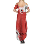 Personalised St. George Illawarra Dragons Rugby Family Matching Summer Maxi Dress and Hawaiian Shirt Red Dragon Mascot - Sporty Splash Art Style