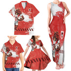 Personalised St. George Illawarra Dragons Rugby Family Matching Tank Maxi Dress and Hawaiian Shirt Red Dragon Mascot - Sporty Splash Art Style