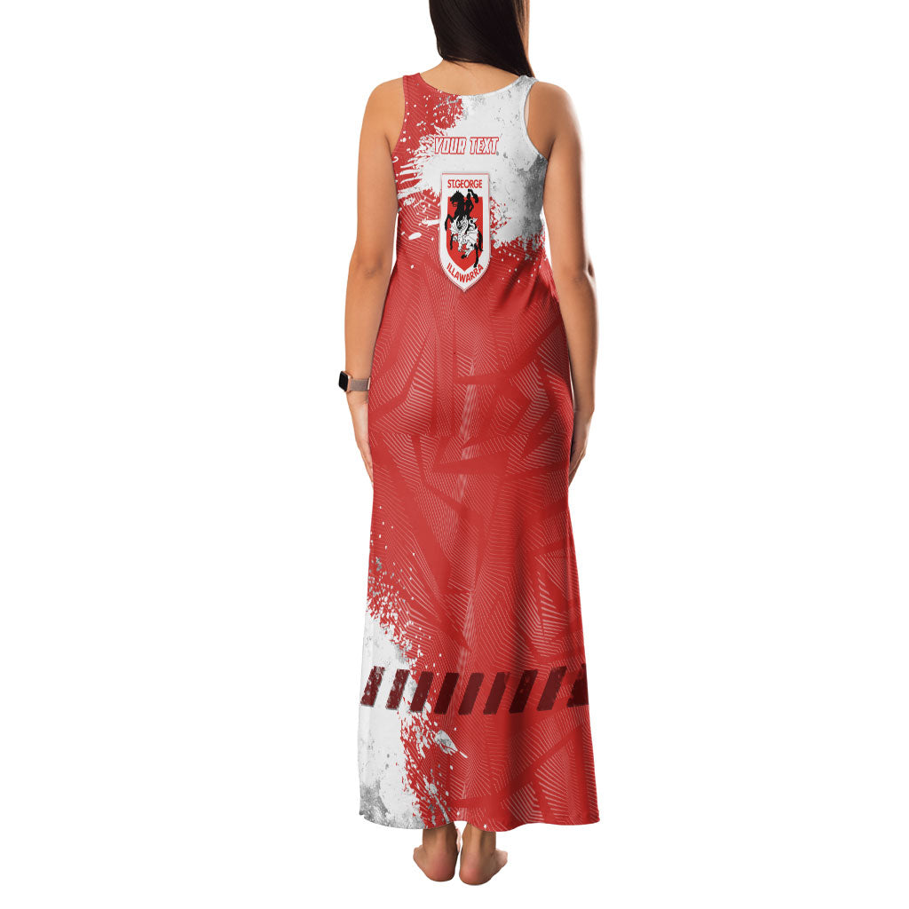 Personalised St. George Illawarra Dragons Rugby Family Matching Tank Maxi Dress and Hawaiian Shirt Red Dragon Mascot - Sporty Splash Art Style