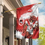 Personalised St. George Illawarra Dragons Rugby Garden Flag Red Dragon Mascot - Sporty Splash Art Style